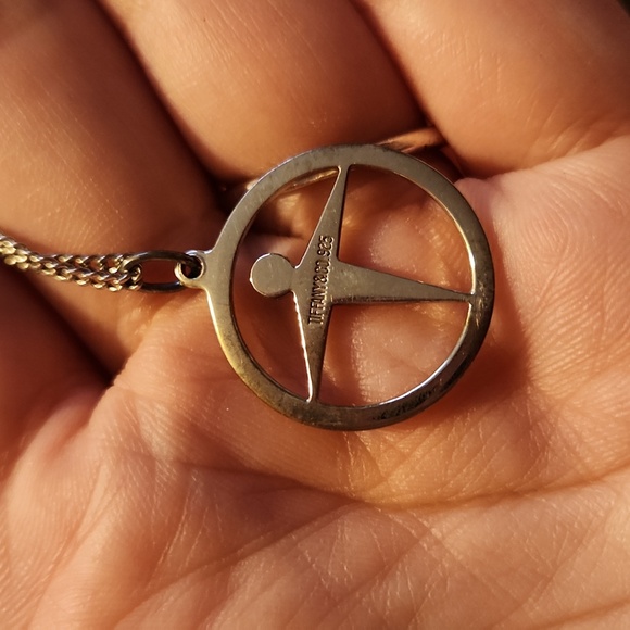 TIFFANY & CO. MANPOWER / UNITY PENDANT NECKLACE STERLING SILVER SIGNED - Picture 3 of 8